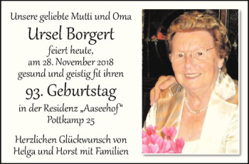 Glückwunschanzeige von Ursel Borgert