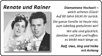 Glückwunschanzeige von Renate und Rainer 