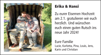 Glückwunschanzeige von Erika & Hansi