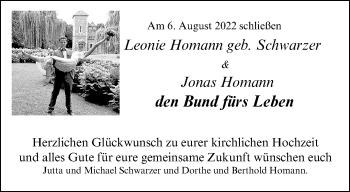 Glückwunschanzeige von Leonie und Jonas Homann