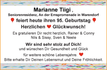 Glückwunschanzeige von Marianne Tiigi