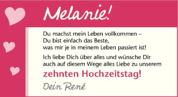 Glückwunschanzeige von Melanie 