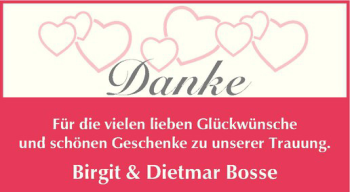 Glückwunschanzeige von Birgit & Dietmar Bosse 