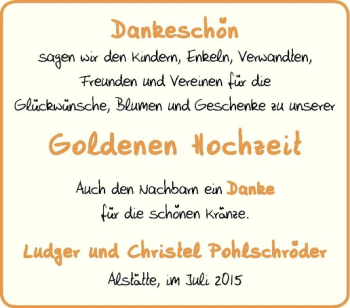 Glückwunschanzeige von Christel & Ludger Pohlschröder