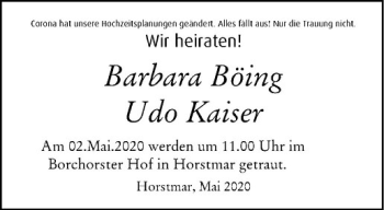 Glückwunschanzeige von Barbara Böing Udo Kaiser