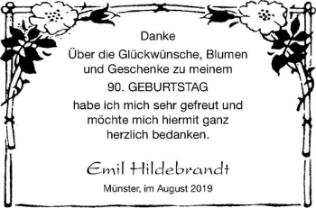 Glückwunschanzeige von Emil Hildebrandt