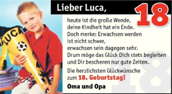 Glückwunschanzeige von Luca 