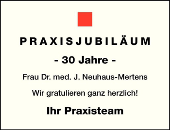 Glückwunschanzeige von J. Neuhaus-Mertens