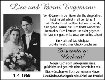 Glückwunschanzeige von Lisa und Berni Engemann