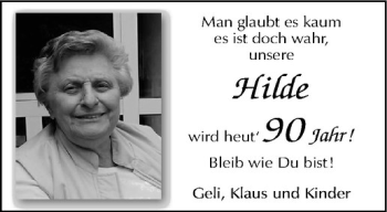 Glückwunschanzeige von Hilde 