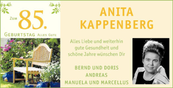 Glückwunschanzeige von Anita Kappenberg