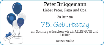 Glückwunschanzeige von Peter Brüggemann