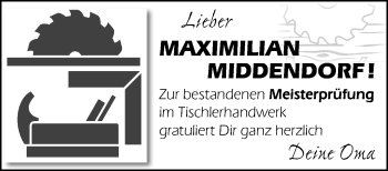 Glückwunschanzeige von Maximilian Middendorf