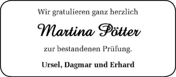 Glückwunschanzeige von Martina Pötter