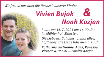 Glückwunschanzeige von Vivien und Noah Kozjan