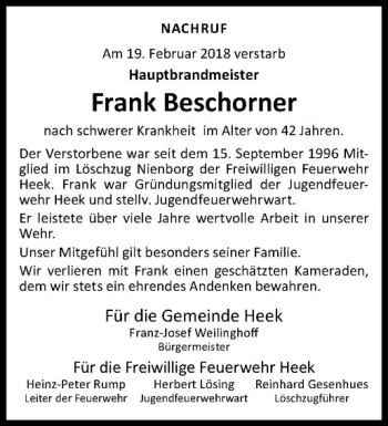 Glückwunschanzeige von Frank Beschorner