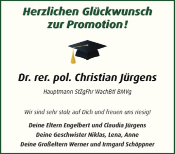 Glückwunschanzeige von Christian Jürgens