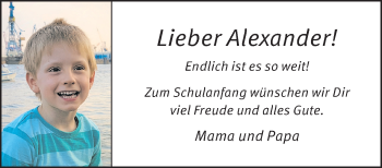 Glückwunschanzeige von Alexander 