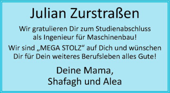 Glückwunschanzeige von Julian Zurstraßen