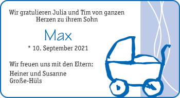 Glückwunschanzeige von Max Große-Hüls