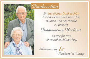 Glückwunschanzeige von Annemarie & Herbert Lösing