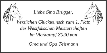 Glückwunschanzeige von Sina Brügger