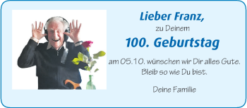 Glückwunschanzeige von  Franz