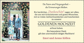 Glückwunschanzeige von Aenne und Ernst Köllen