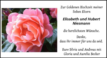 Glückwunschanzeige von Elisabeth und Hubert Niesmann