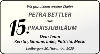 Glückwunschanzeige von Petra Bettler