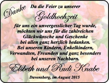 Glückwunschanzeige von Elsbeth und Rudi Knabe