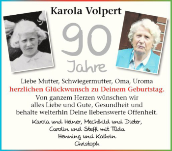 Glückwunschanzeige von Karola Volpert
