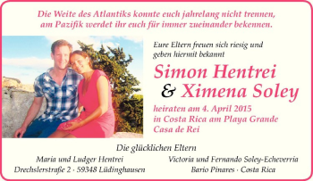 Glückwunschanzeige von Ximena und Simon 