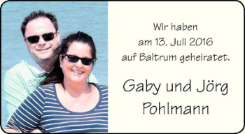 Glückwunschanzeige von Gaby und Jörg Pohlmann
