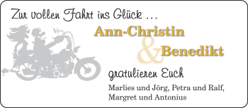 Glückwunschanzeige von Ann-Christin und Benedikt 