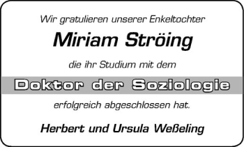 Glückwunschanzeige von Miriam Ströing