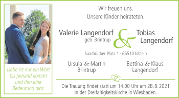 Glückwunschanzeige von Valerie und Tobias Langendorf