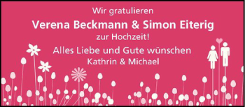Glückwunschanzeige von Verena und Simon Beckmann und Eiterig