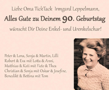 Glückwunschanzeige von Irmgard Leppelmann