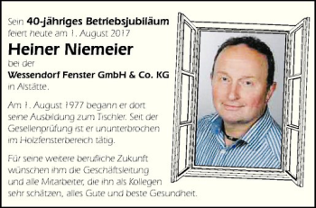 Glückwunschanzeige von Heiner Niemeier