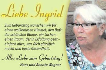Glückwunschanzeige von Ingrid 