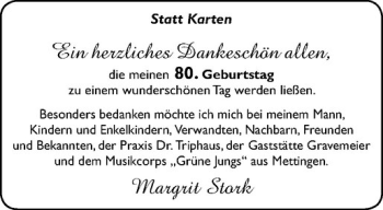 Glückwunschanzeige von Margrit Stork