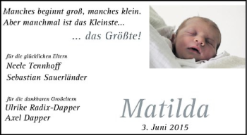 Glückwunschanzeige von Matilda 