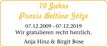 Glückwunschanzeige von Bettina Götze