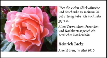 Glückwunschanzeige von Heinrich Tacke