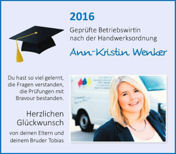 Glückwunschanzeige von Ann-Kristin Wenker