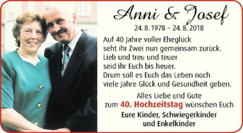 Glückwunschanzeige von Anni und Josef 