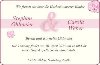 Glückwunschanzeige von Carola und Stephan 