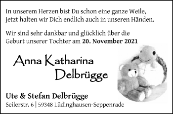 Glückwunschanzeige von Anna Katharina Delbrügge