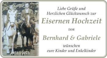 Glückwunschanzeige von Bernhard & Gabriele 
